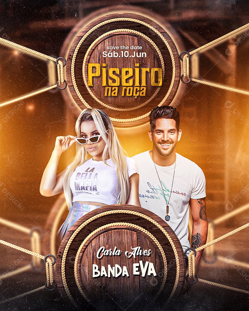 Piseiro Na Roça Banda Eva Social Media Editable PSD Flyer