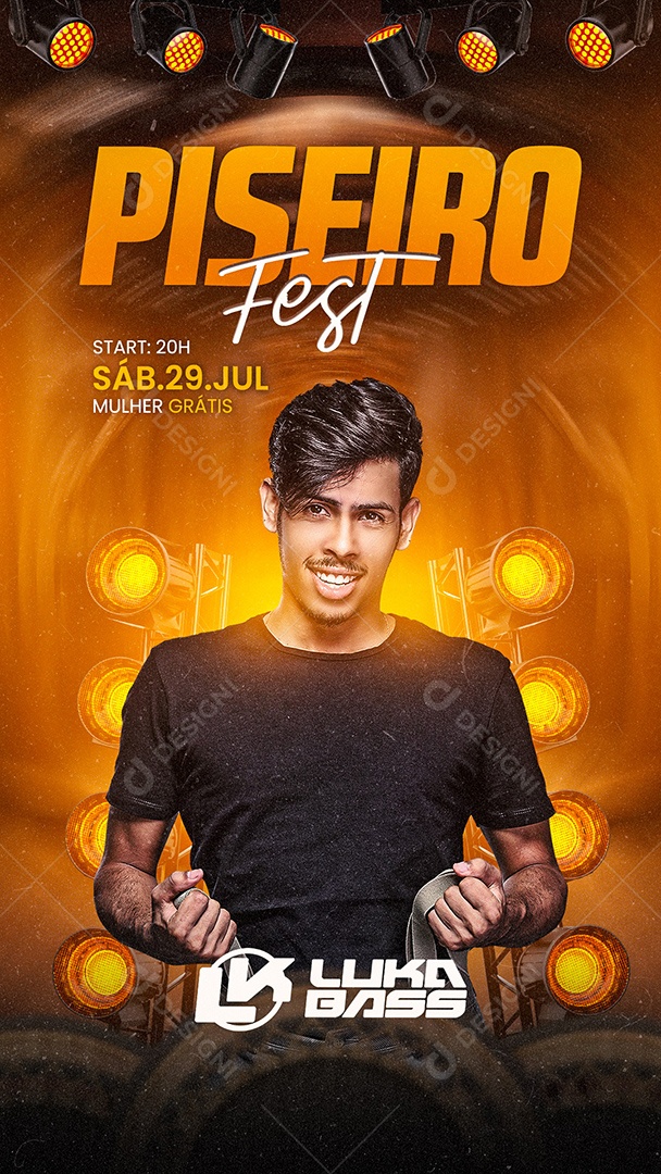 Story Piseiro Fest Flyer Luka Bass Social Media PSD Editável