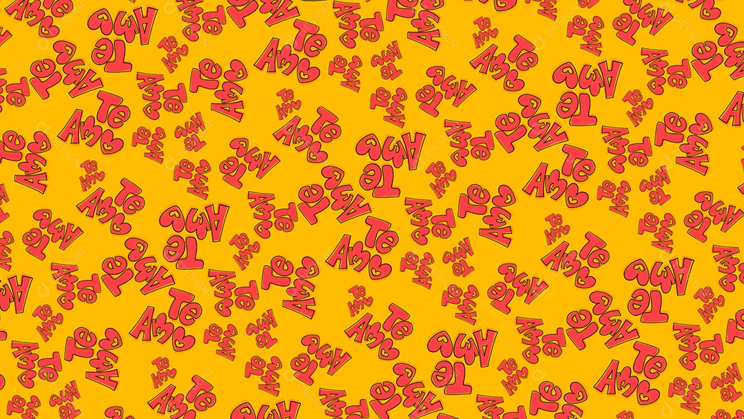 Pattern Padrões Geométricos Texto Do Dia Dos Namorados Te Amo Em Fundo Laranja Vetor AI + PAT