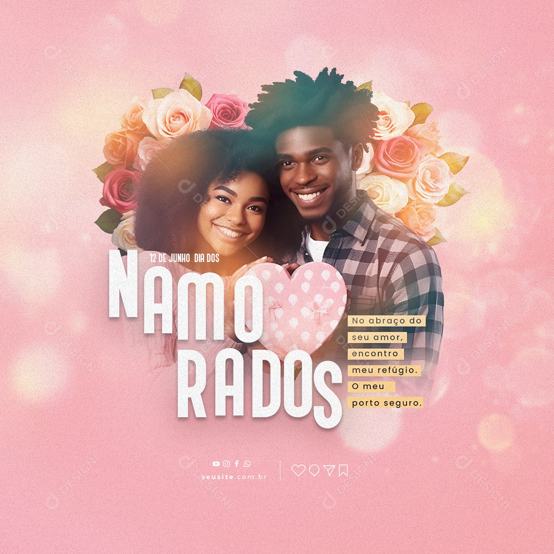 No Abraço Do Seu Amor Encontro Meu Refúgio Dia Dos Namorados Social Media PSD Editável