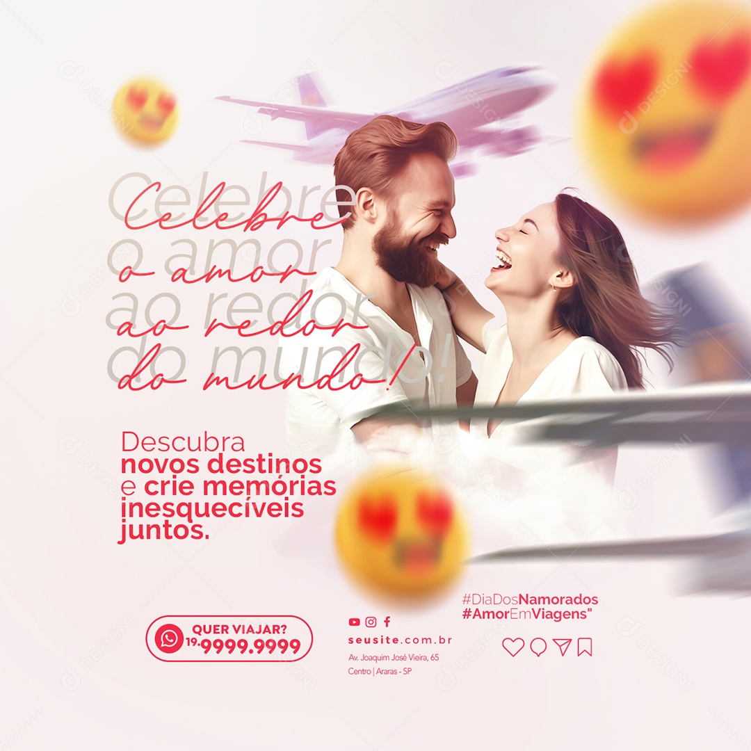 Celebre O Amor Ao Redor Do Mundo Amor Em Viagens Dia Dos Namorados Social Media PSD Editável