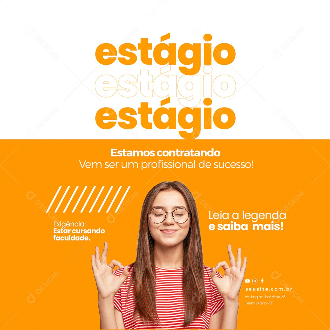 Estágio Estamos Contratando Vagas De Empregos Social Media PSD Editável