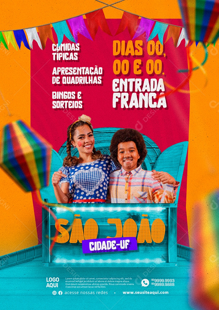 Entrada Franca Apresentação De Quadrilha São João Social Media PSD Editável