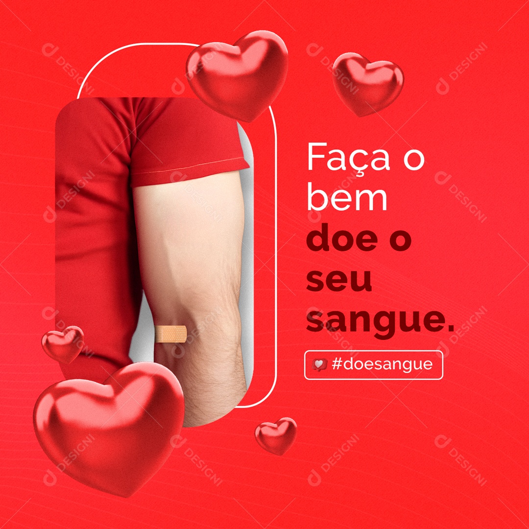 Faça o Bem Doe o Seu Sangue. Junho Vermelho Social Media PSD Editável