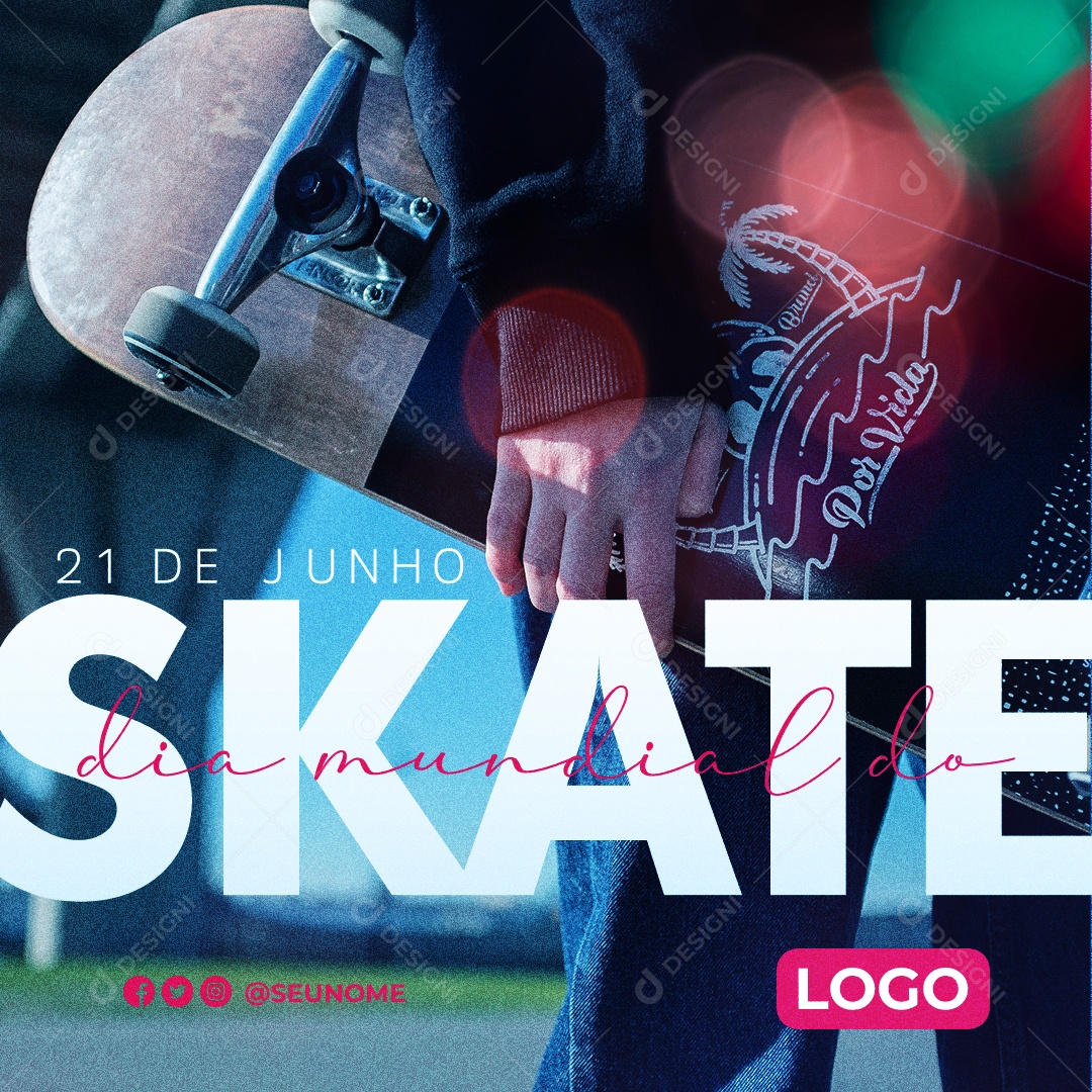 June 21st World Skate Day Social Media Editable PSD