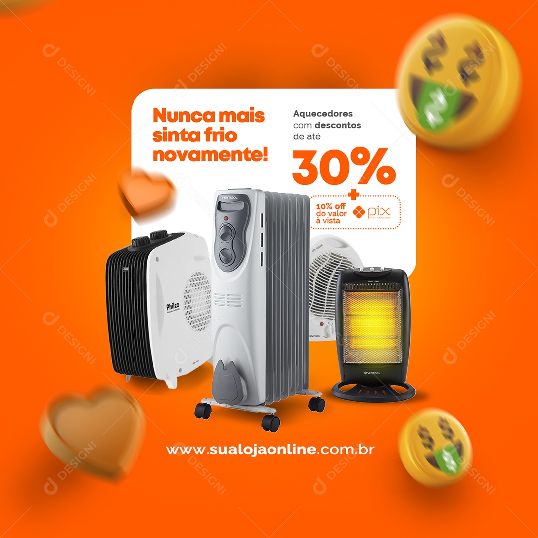 Never Feel Cold Again Heaters With Discounts Of Up To 30% Social Media Home Appliance Store Editable PSD