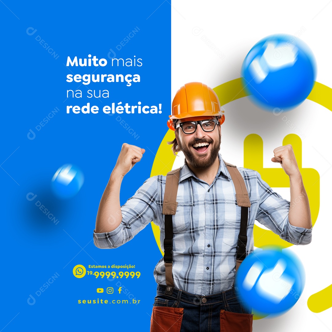 Muito Mais Segurança Na Sua Rede Elétrica Casa De Materiais Elétricos Social Media PSD Editável