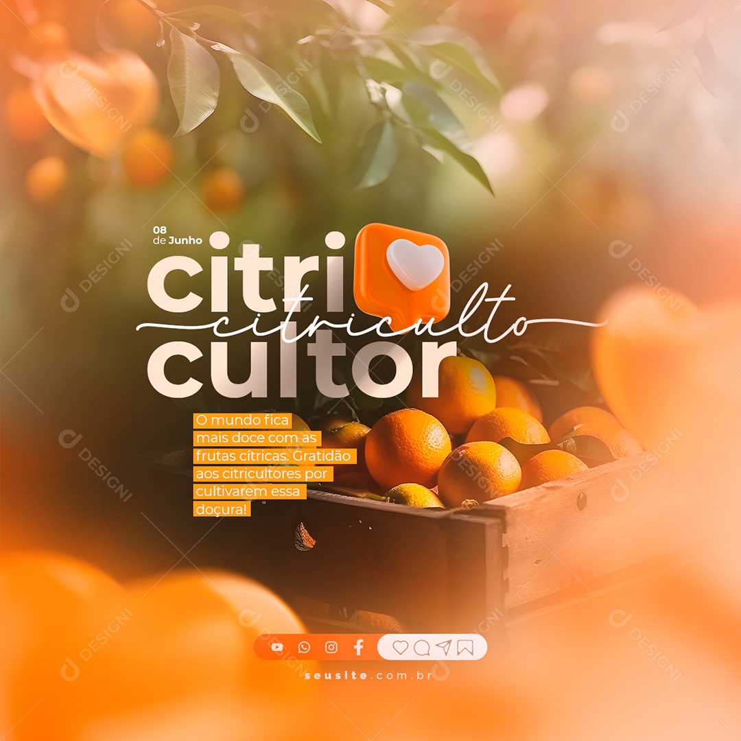 The World Gets Sweeter With Citrus Fruits Citricultor's Day Social Media Editable PSD