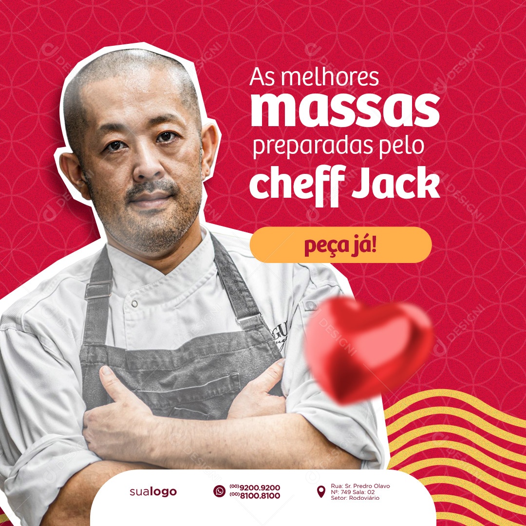 As Melhores Massas Preparadas Pelo Chef Jack Peça Já Casa De Massa Social Media PSD Editável