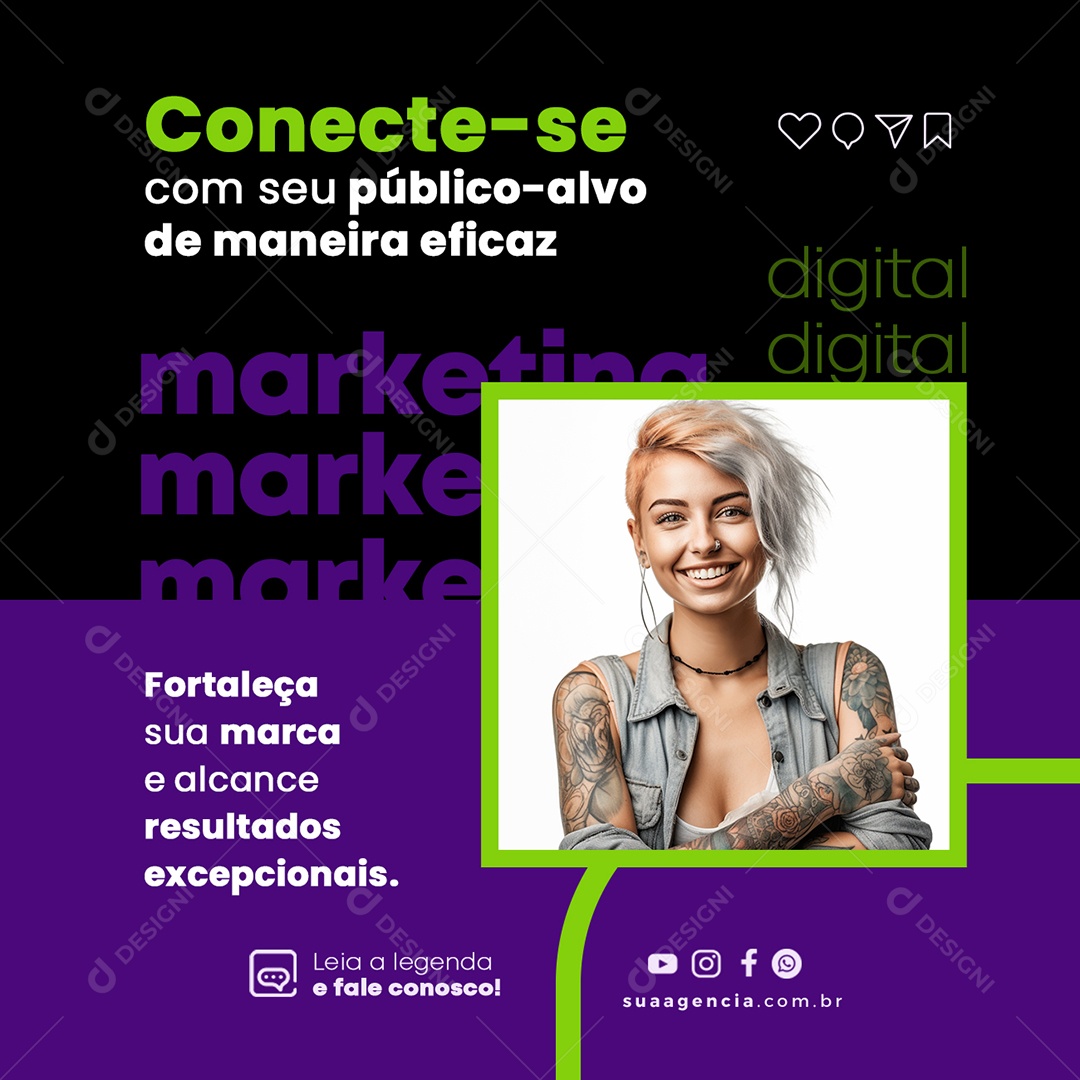 Conecte-Se Com Seu Público - Alvo Marketing Digital Social Media PSD Editável