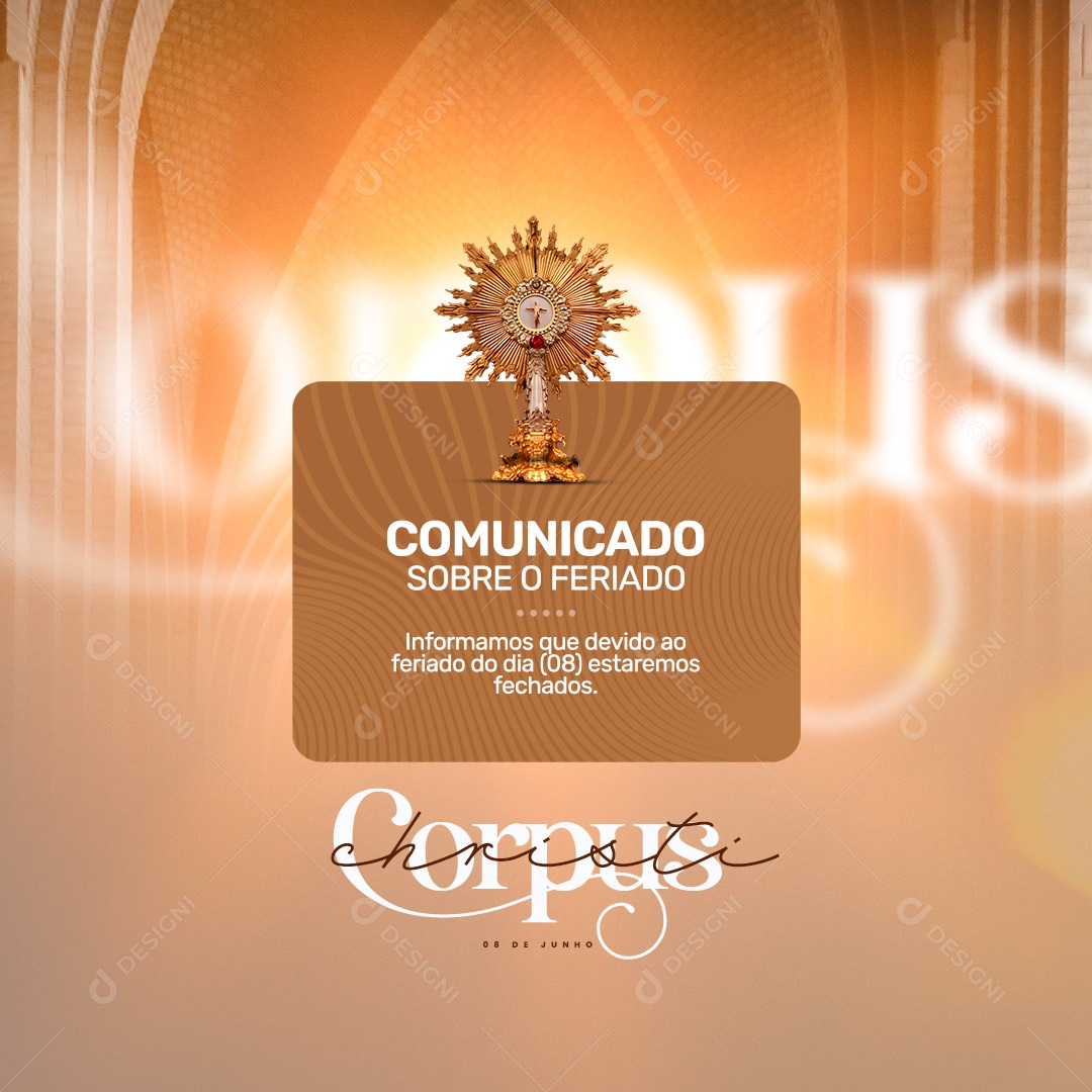 Comunicado Corpus Christi 08 de Junho Social Media PSD Editável