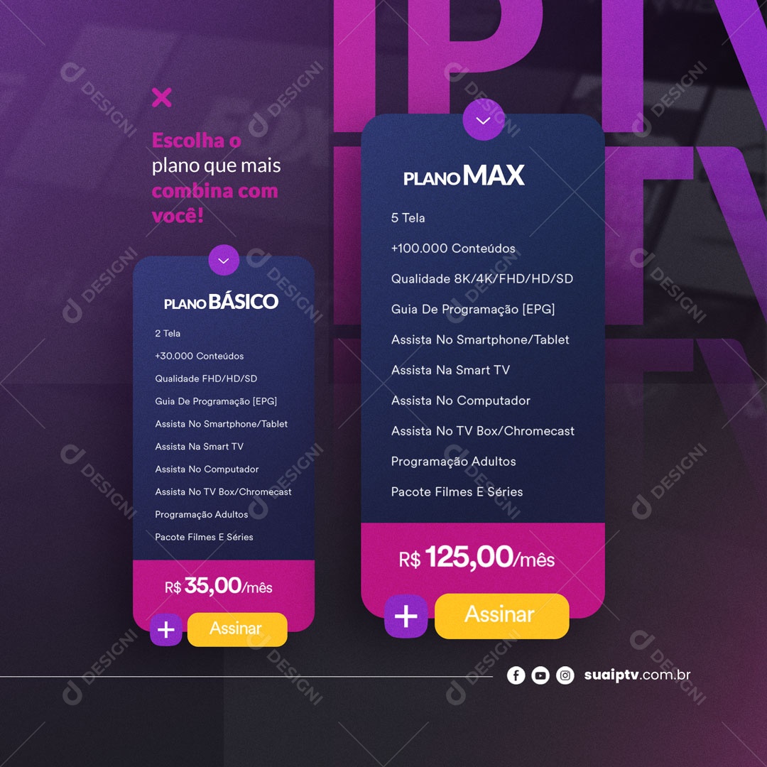 Choose the Plan That Best Suits You! IPTV Social Media PSD Editable