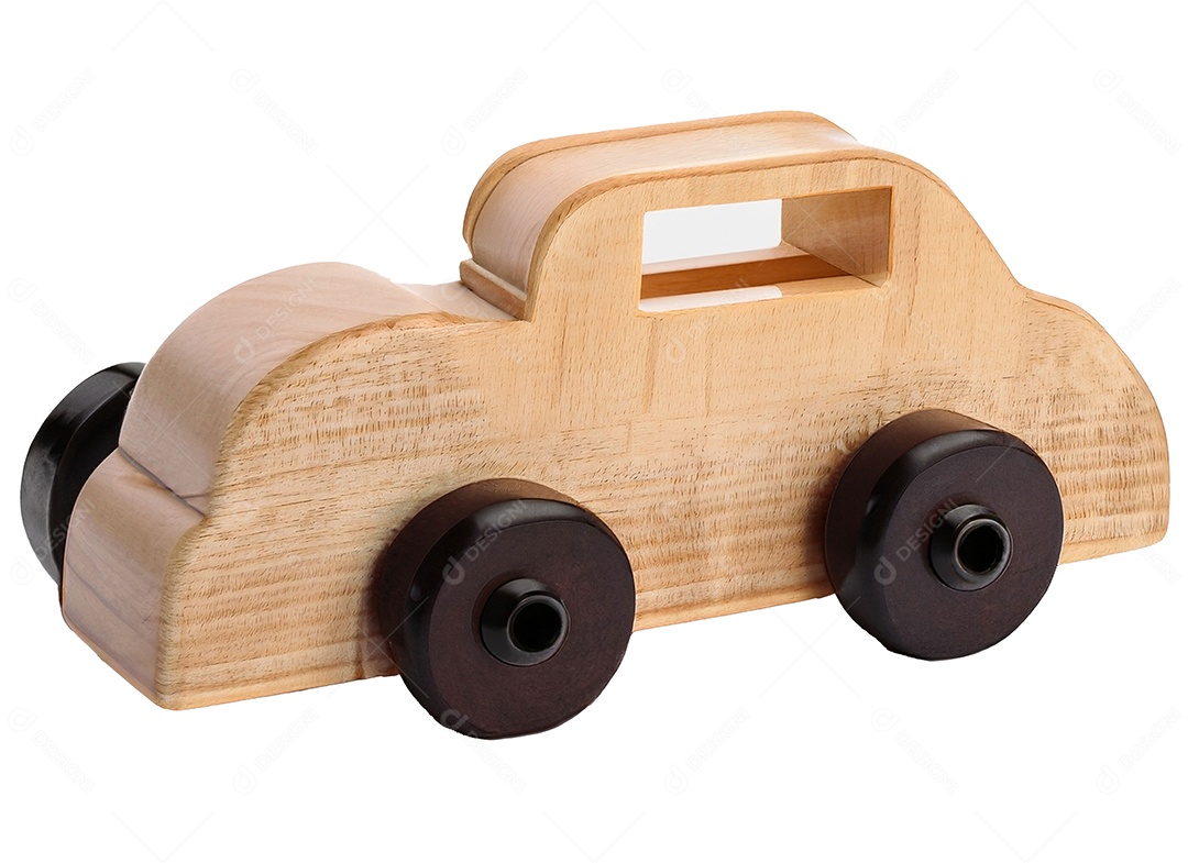 carro de brinquedo de madeira. ilustração desenhada à mão em