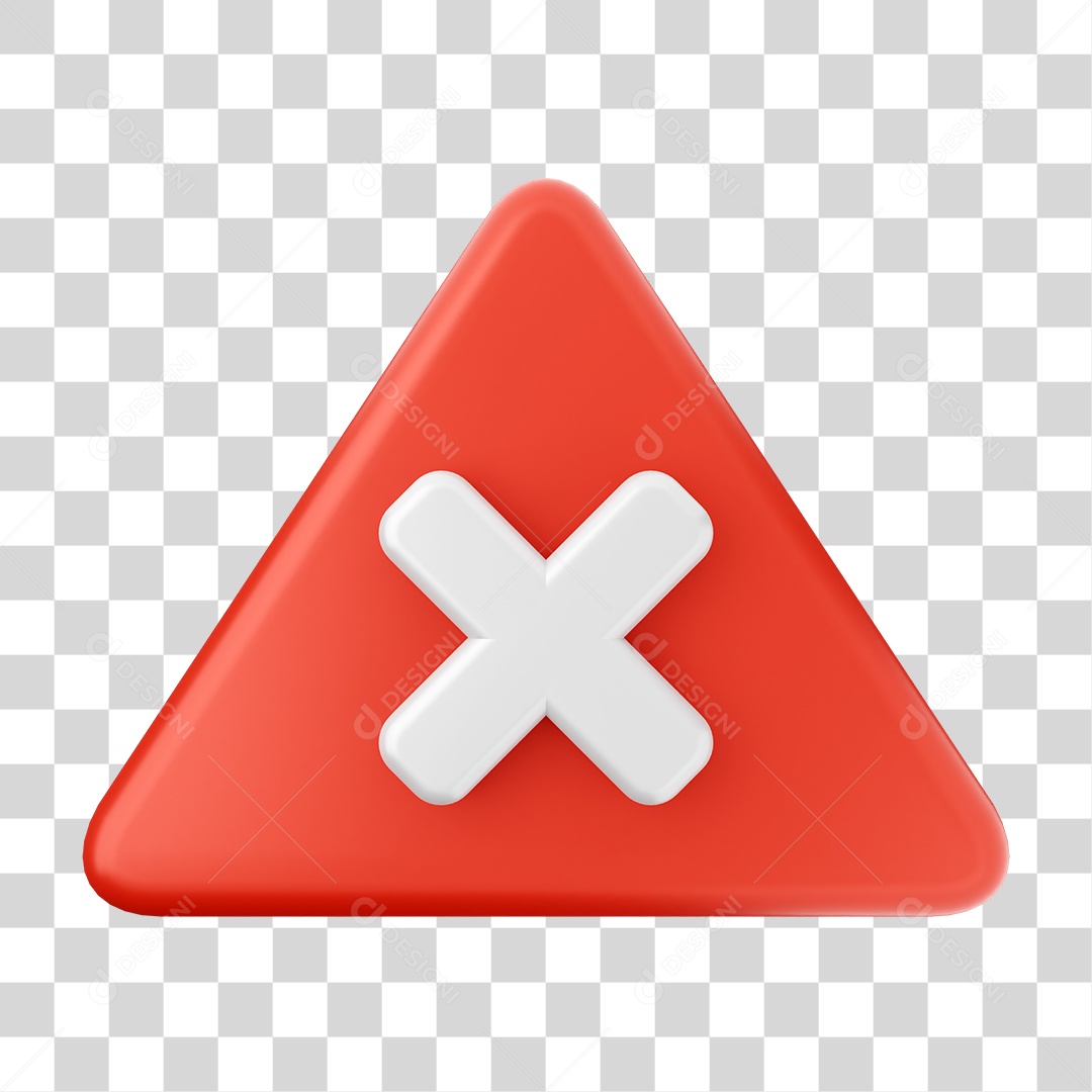 Placa de Cuidado Alerta com X PNG Transparente