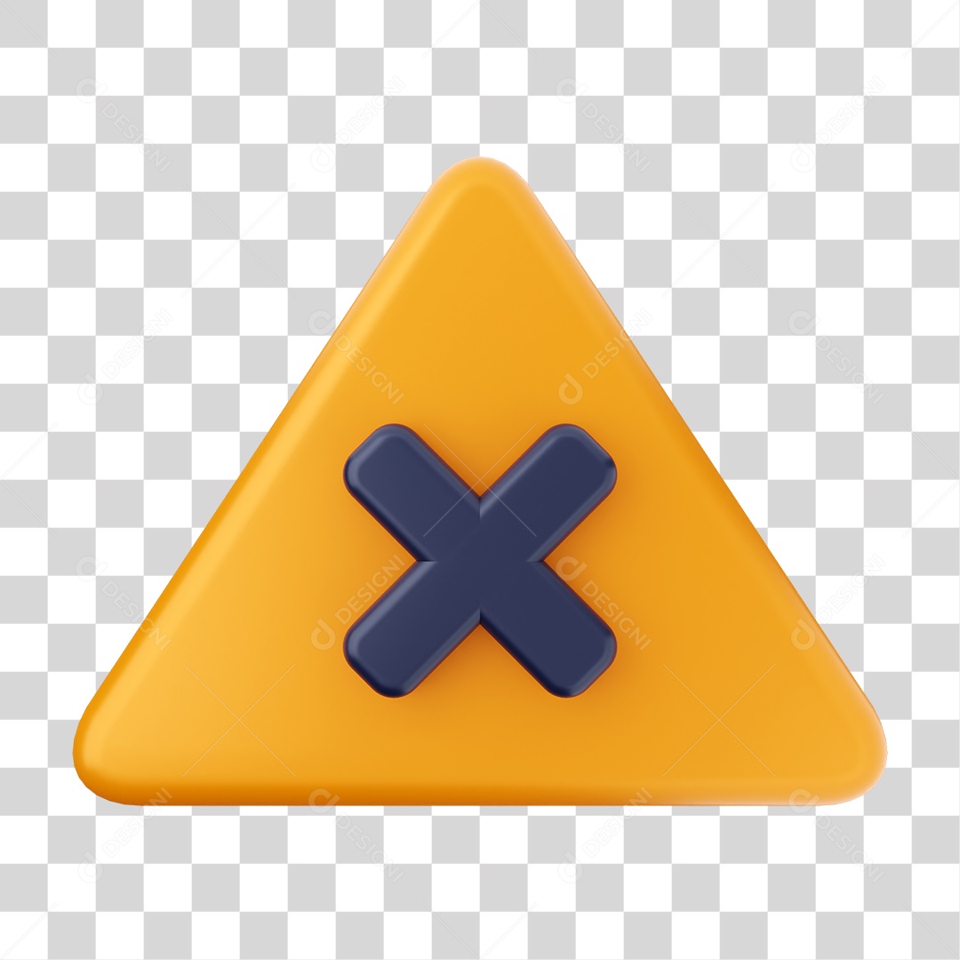 Placa de Cuidado Alerta com X PNG Transparente