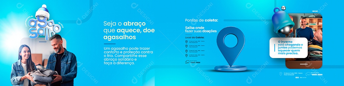 Campanha Publicitária Agasalhos Seja O Abraço Que Aquece Carrossel Social Media PSD Editável