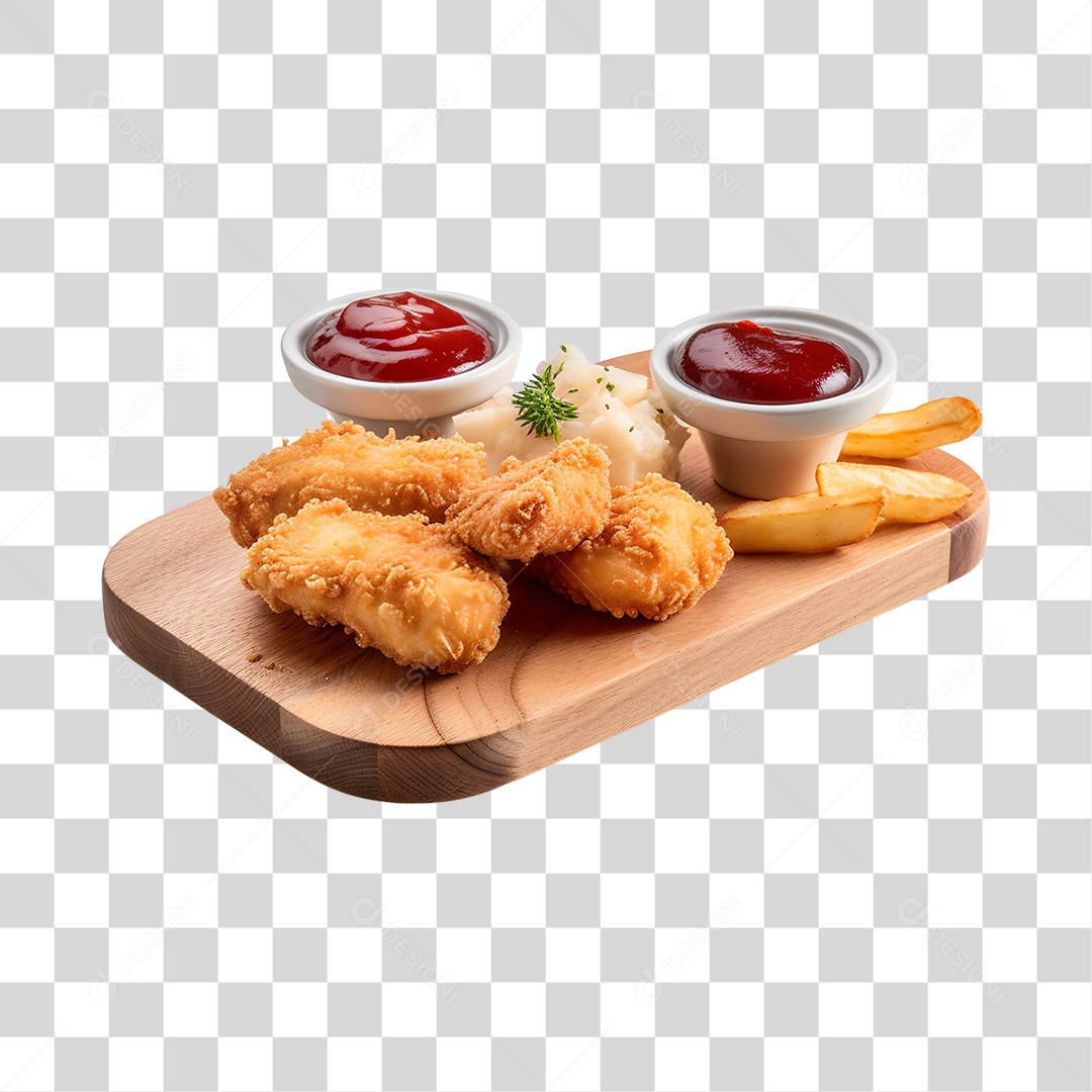 Breaded Chicken with Transparent PNG Sauce