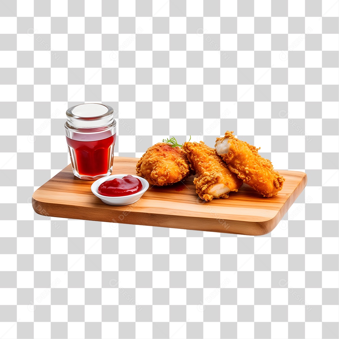 Breaded Chicken with Transparent PNG Sauce