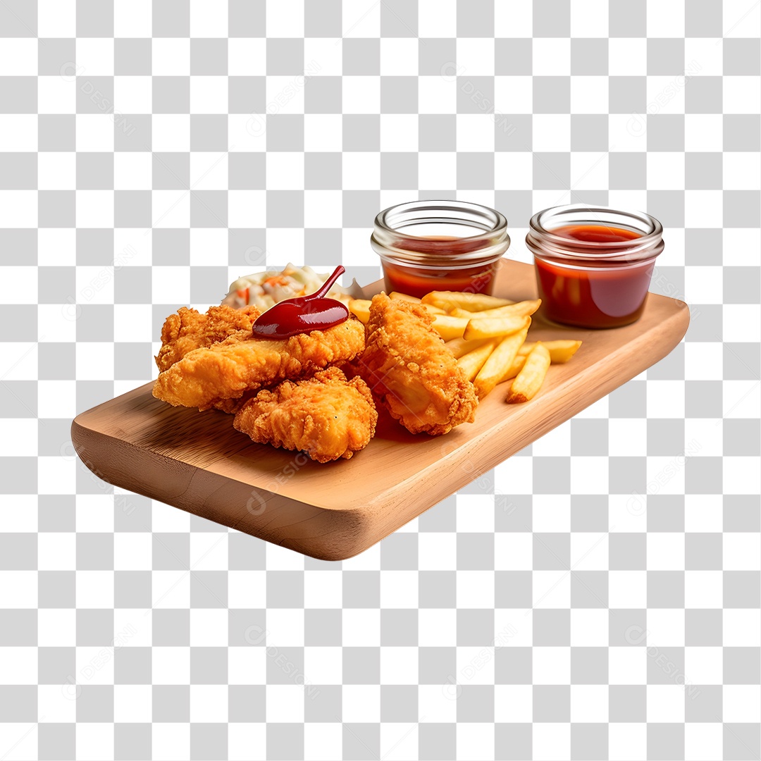 Breaded Chicken with Transparent PNG Sauce