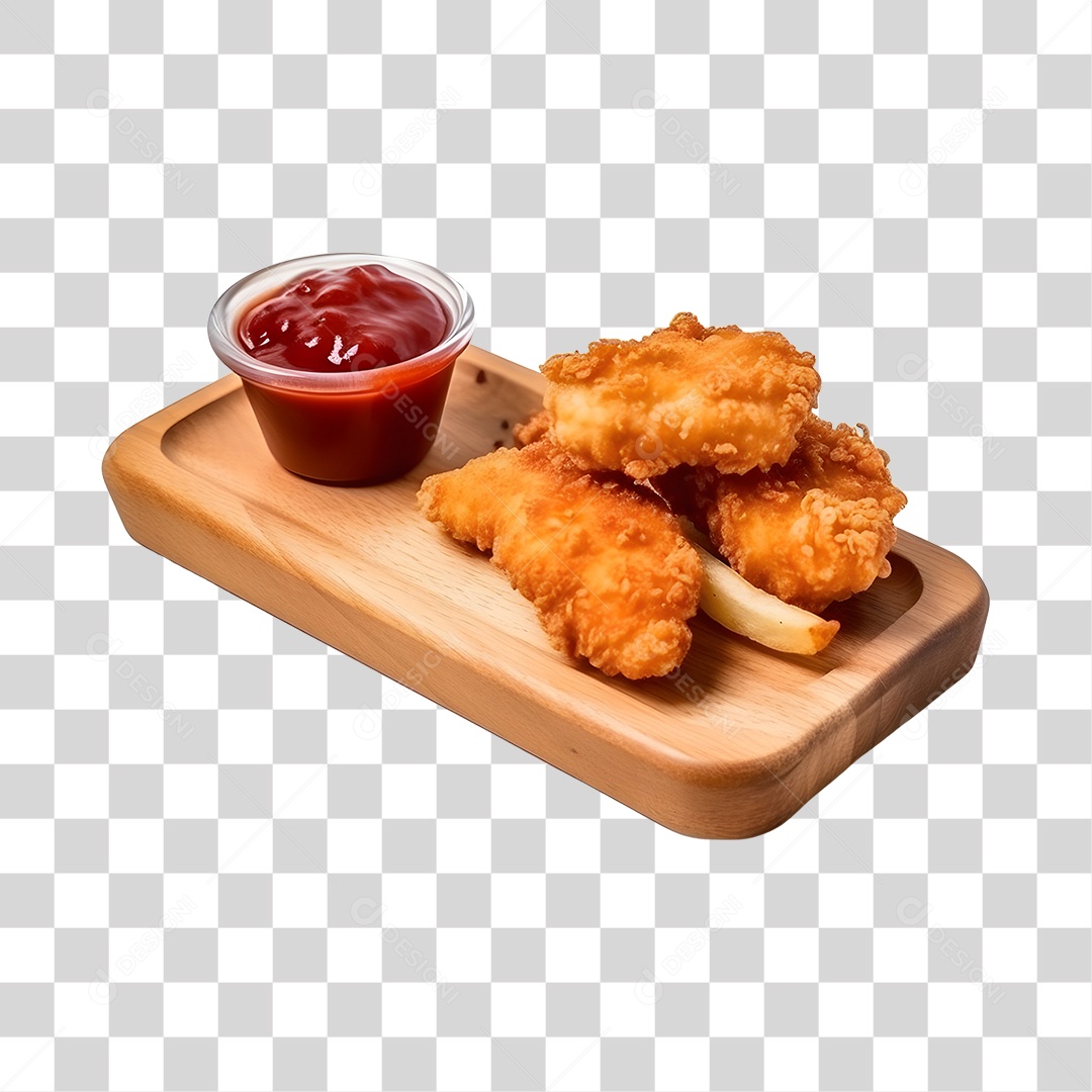 Breaded Chicken with Transparent PNG Sauce