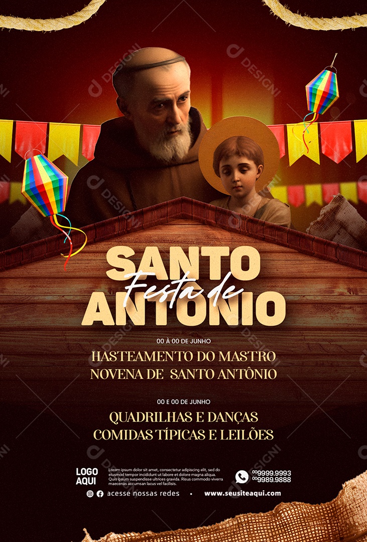 Festa De Santo Antônio Quadrilhas E Danças Social Media PSD Editável