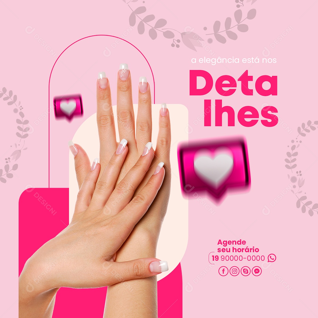 A Elegância Está Nos Detalhes Manicure Social Media PSD Editável