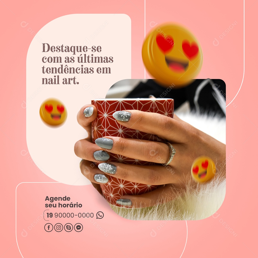 Destaque=Se Com As Últimas Tendências Em Nail Arte Manicure Social Media PSD Editável