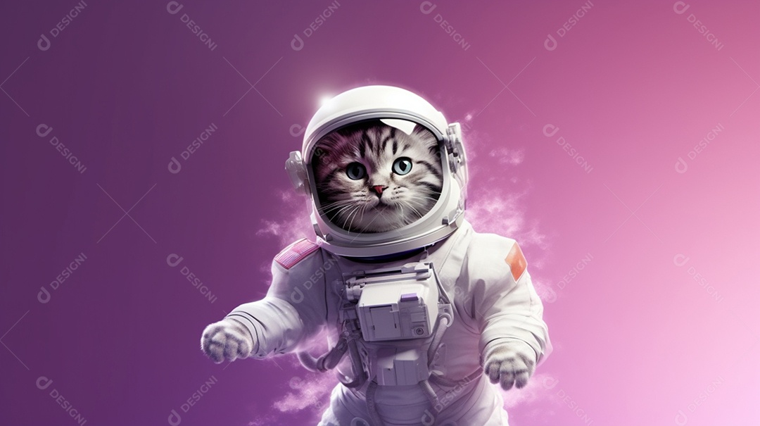 Gato com roupa e capacete de astronauta