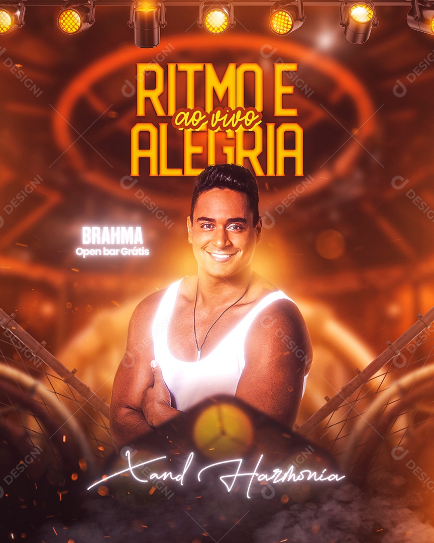 Ritmo E Alegria Ao Vivo Flyer Xand Harmonia Social Media PSD Editável