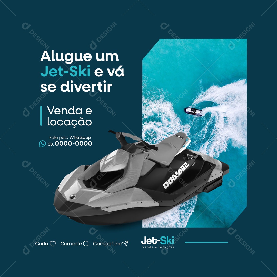 Alugue Um Jet-Ski E Vá Se Divertir Social Media PSD Editável