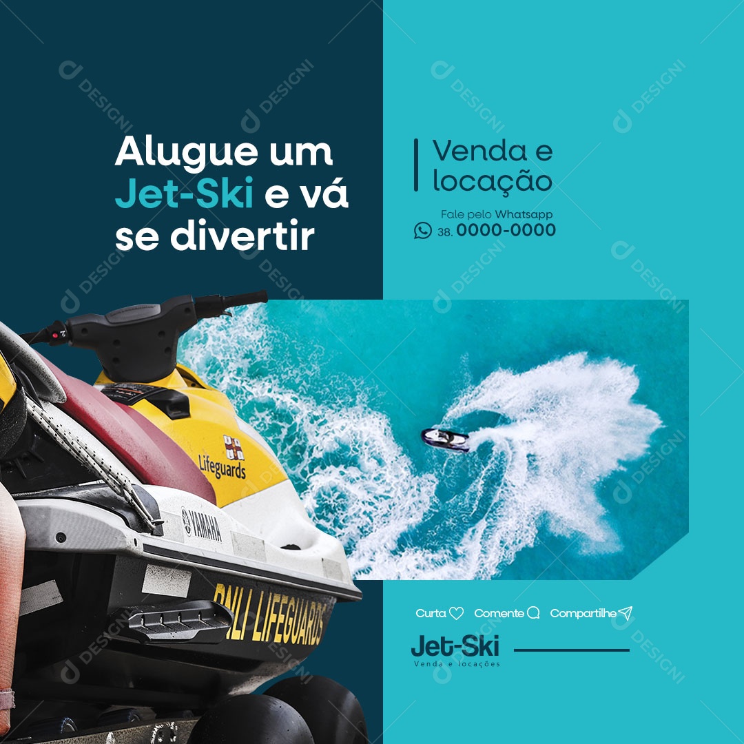 Alugue Um Jet-Ski E Vá Se Divertir Social Media PSD Editável