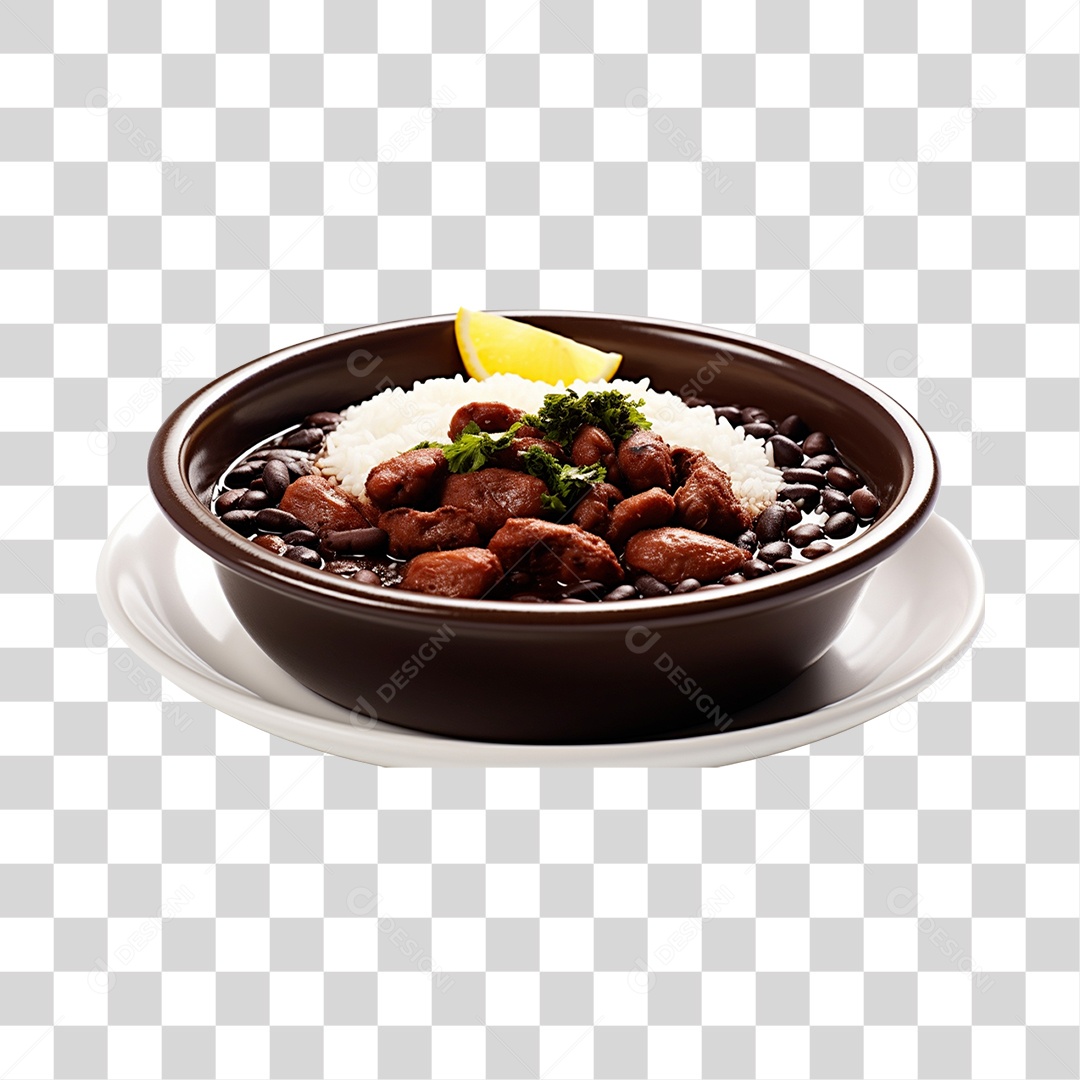 Feijoada sobre prato branco PNG Transparente