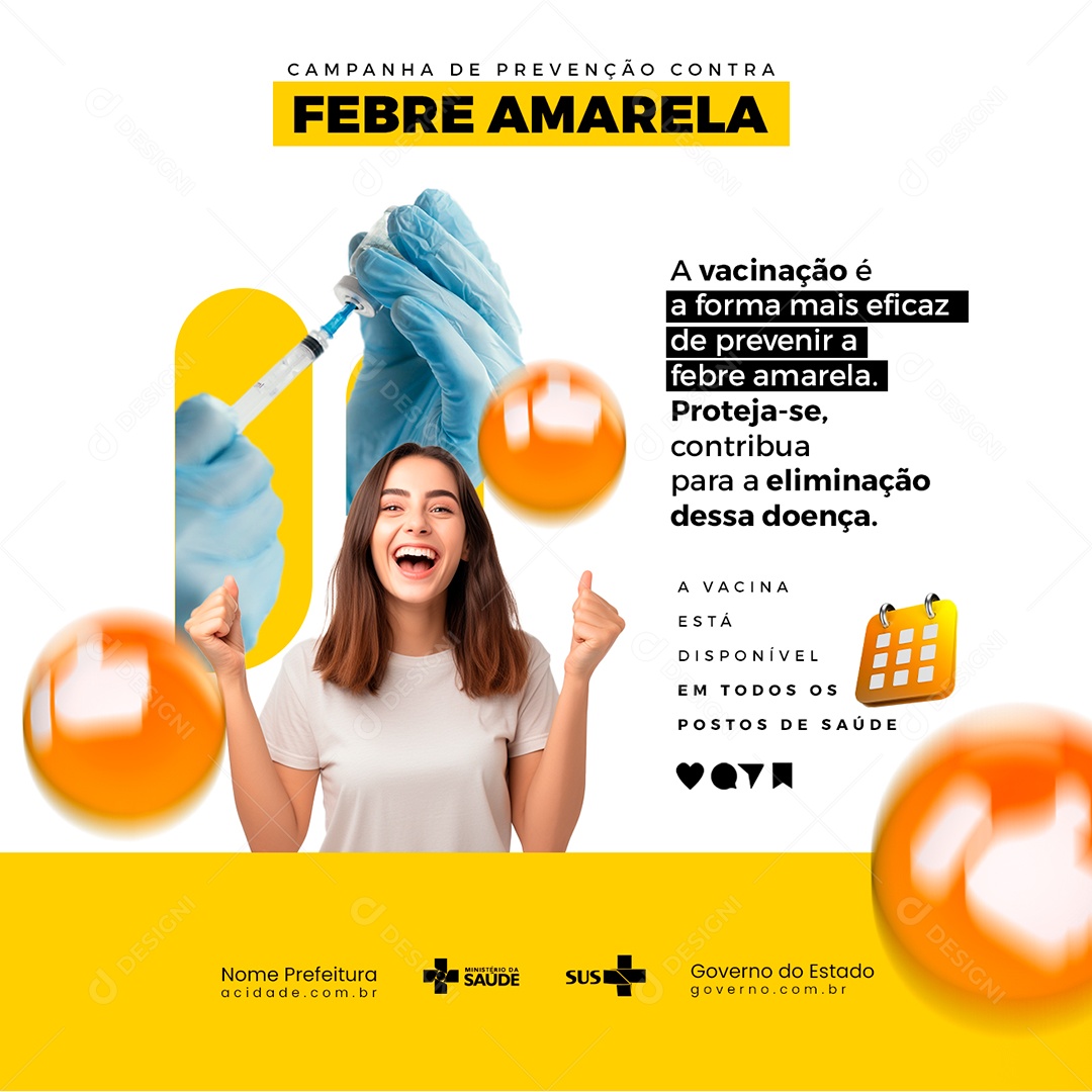 Social Media Campanha De Prevenção Contra Febre Amarela Prefeitura PSD Editável