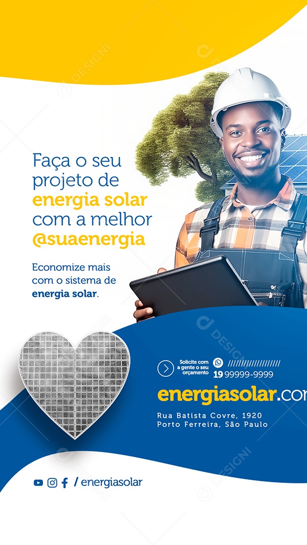 Story Faça O Seu Projeto De Energia Solar Com A Melhor Economize Social Media PSD Editável