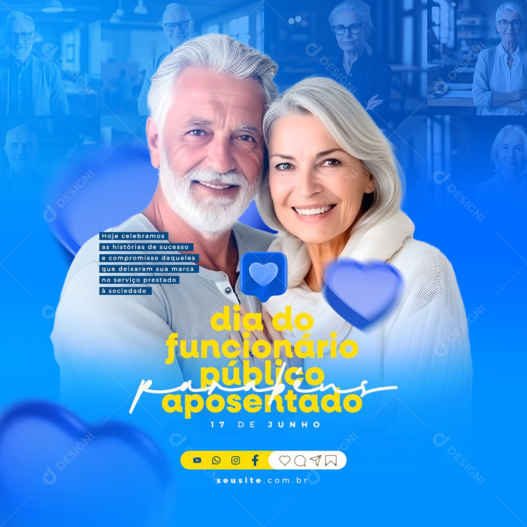 Dia Do Funcionário Público Aposentado 17 De Junho Social Media PSD Editável