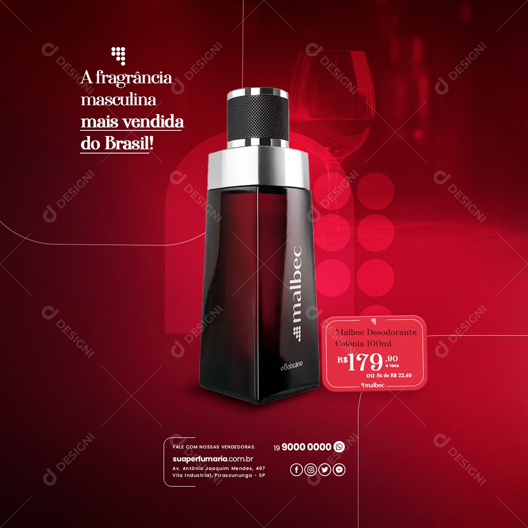 Brazil's Best Selling Men's Fragrance Malbec Father's Day Deodorant Social Media PSD Editable Perfumery