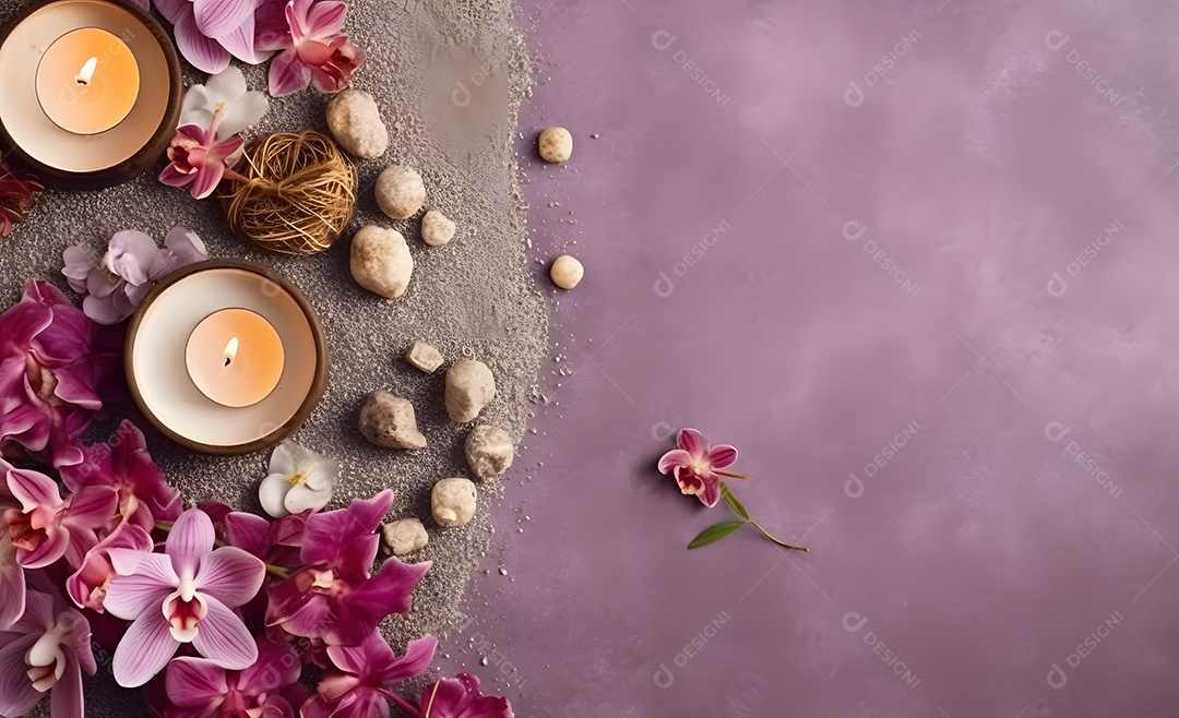 Velas aromáticas e pétalas de rosas