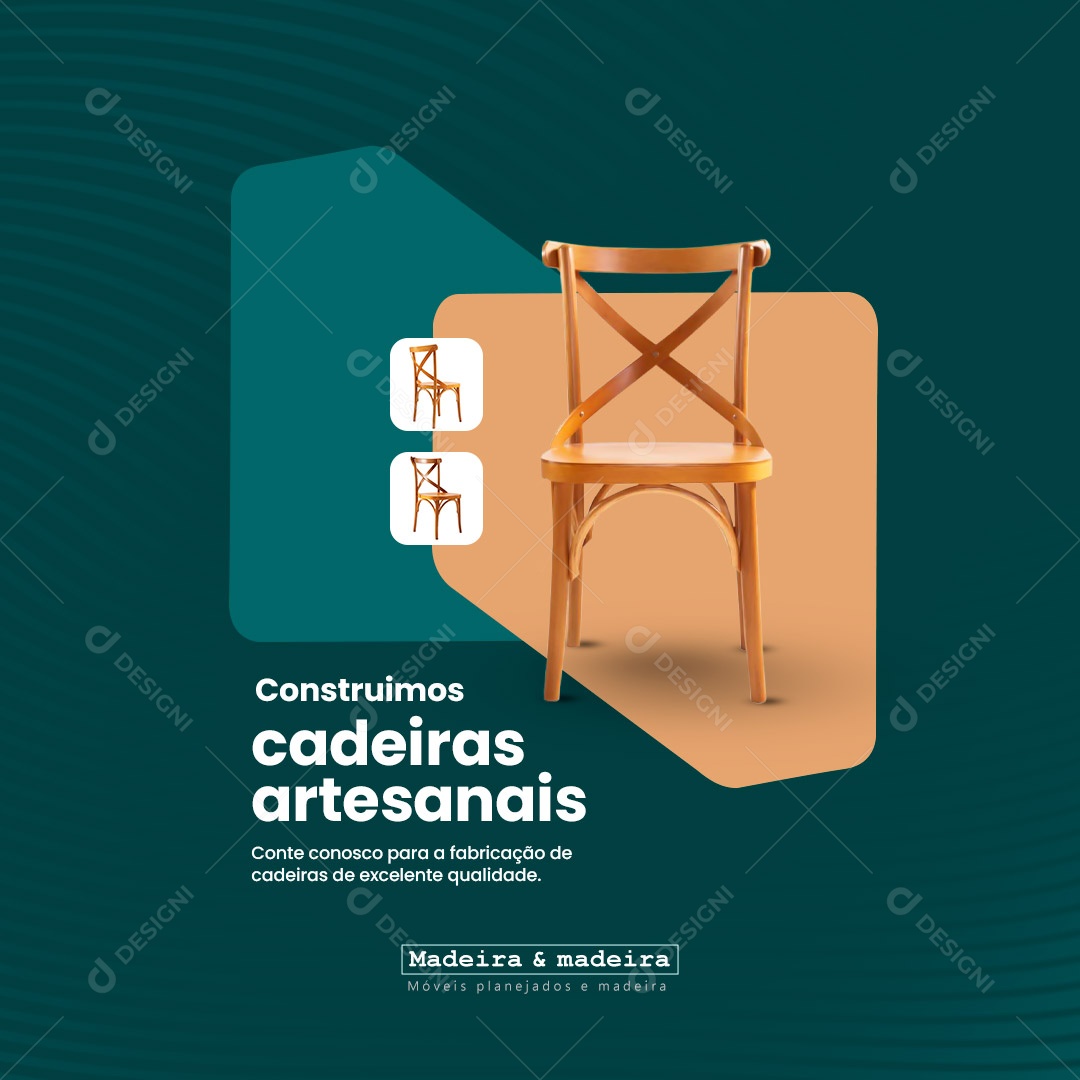 Construimos Cadeiras Artesanais Madeireira Social Media PSD Editável