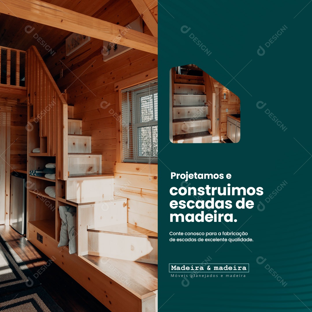 Projetamos e Construimos Escadas De Madeira Madeireira Social Media PSD  Editável