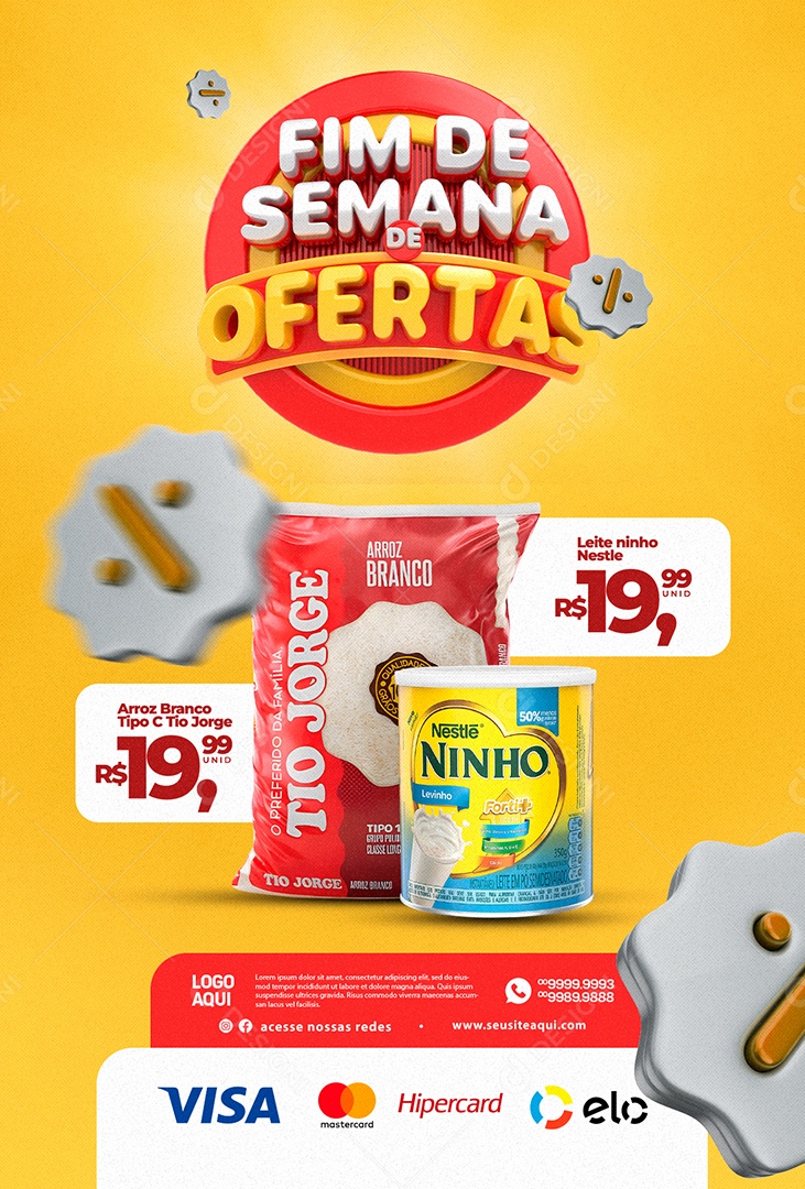 Fim De Semana De Ofertas Arroz Branco Supermercado Social Media PSD Editável