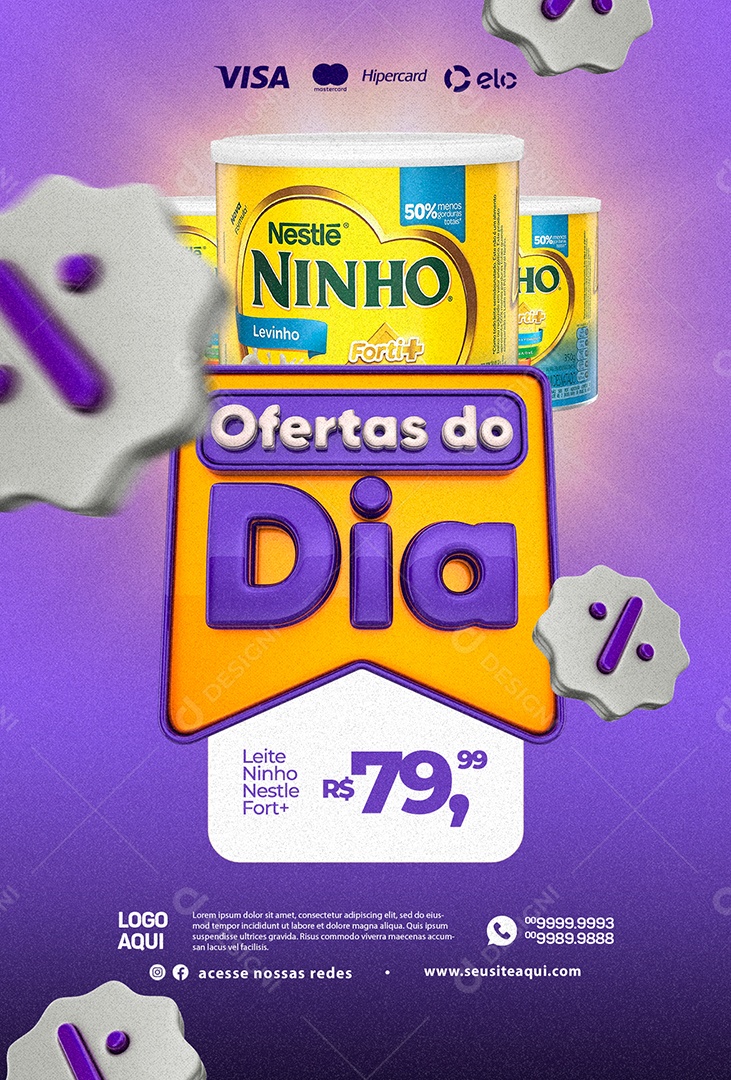 Ofertas Do Dia Leite Ninho Nestle Fort + 79,99 Supermercado Social Media PSD Editável