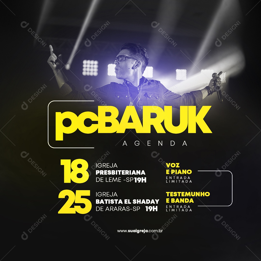 PcBaruk Agenda Flyer Gospel Social Media PSD Editável