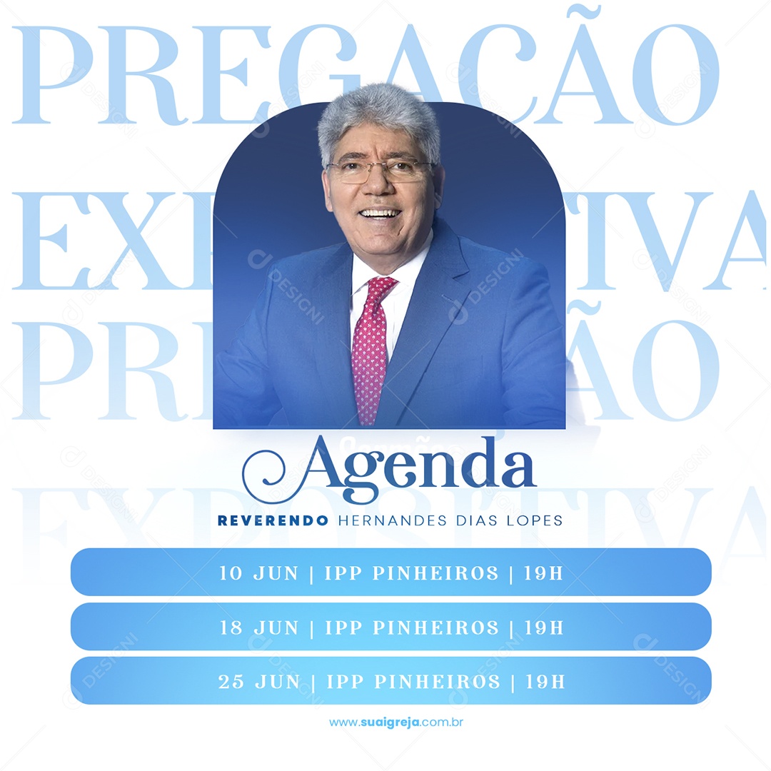 Agenda Culto Pregação Gospel Social Media PSD Editável