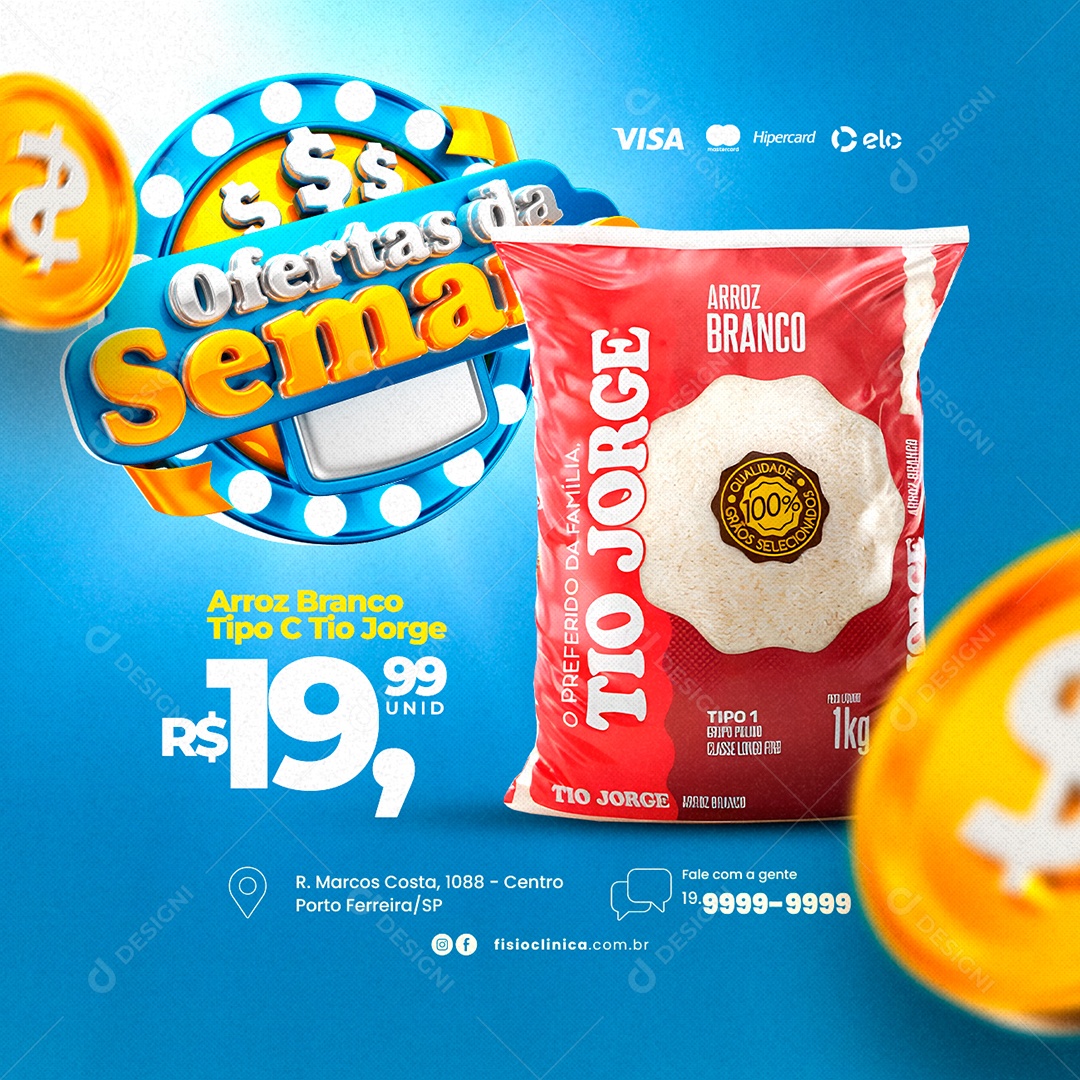 Ofertas Da Semana Arroz Branco Tipo C Tio Jorge Supermercado Social Media PSD Editável