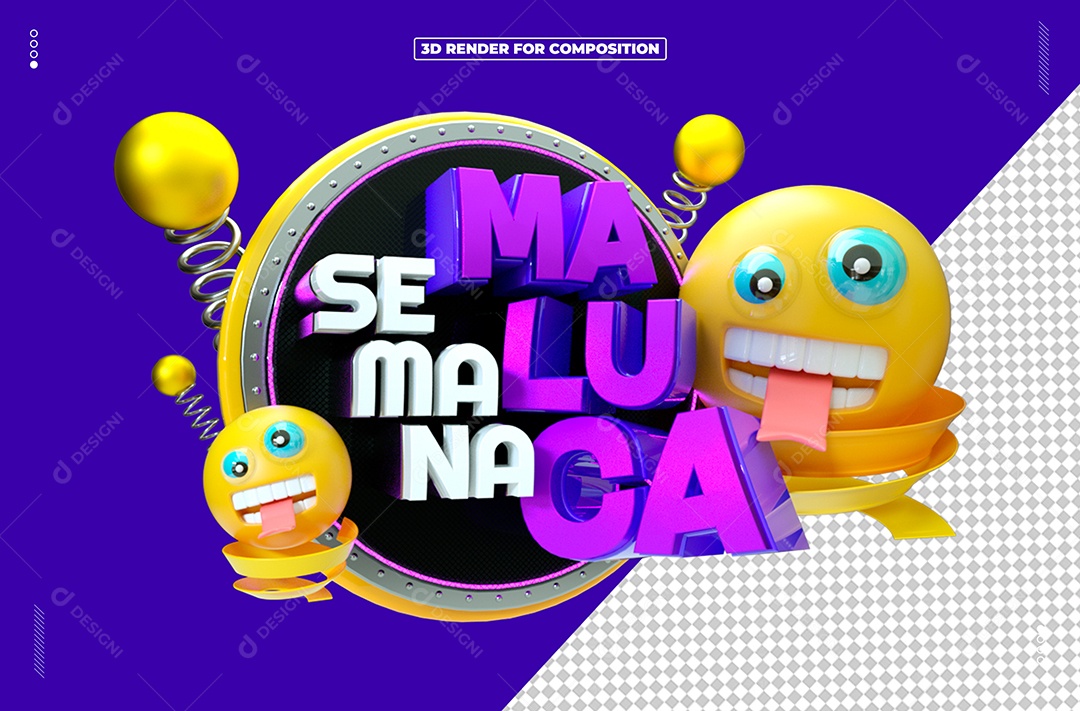 Selo 3D Final De Semana Maluco Para Composição PSD [download