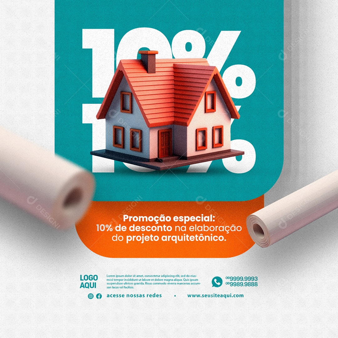 Promoção Especial 10% De Desconto Na Elaboração Arquitetos Social Media PSD Editável