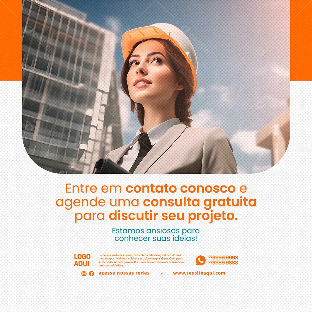 Entre Em Contato Conosco E Agende Uma Consulta Arquitetos Social Media PSD Editável