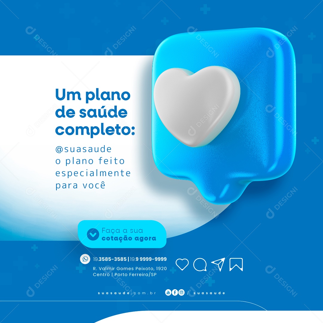 Um Plano De Saúde Completo Convênio Médico Social Media PSD Editável