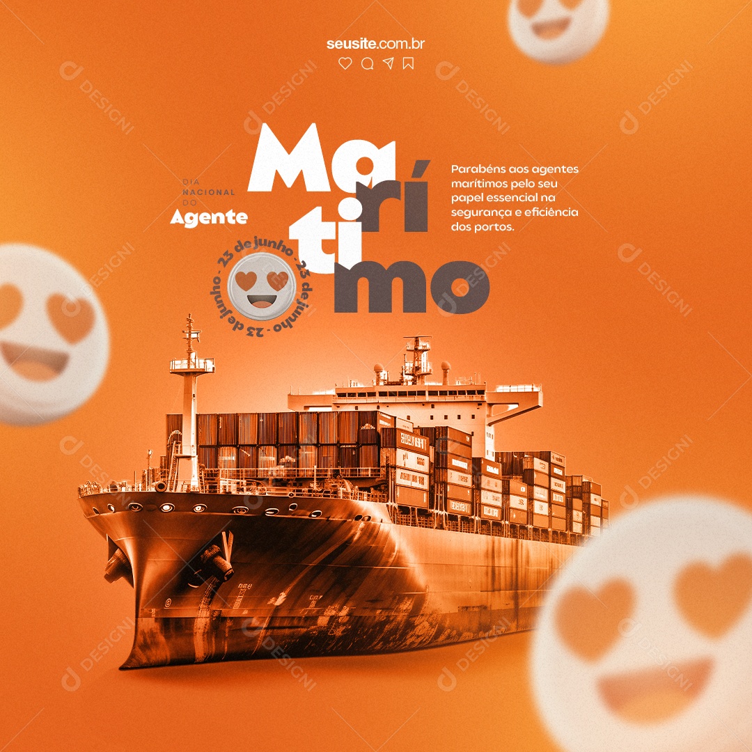 Congratulations National Maritime Agent Day 23 June Editable Social Media PSD