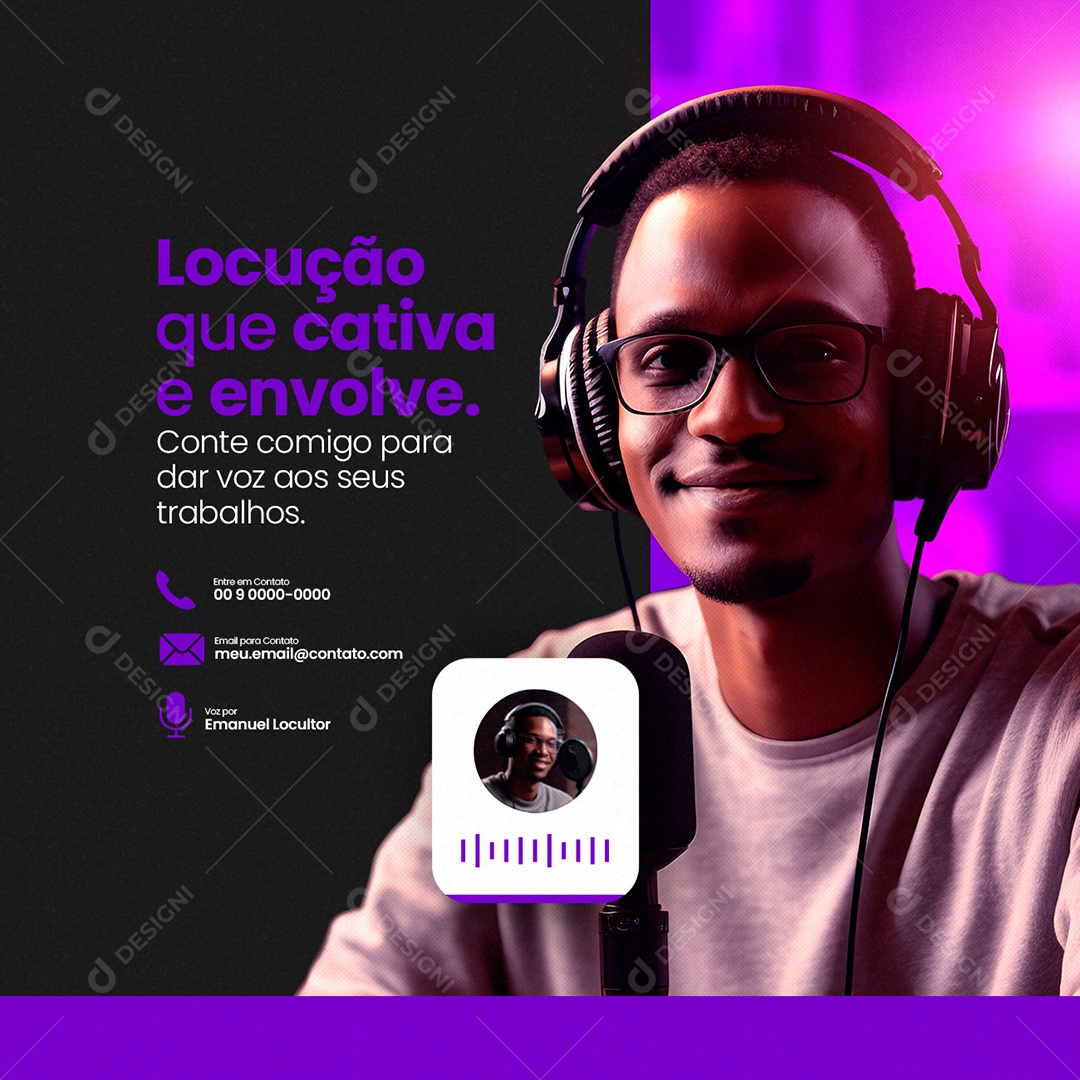 Locução Que Cativa E Envolve Locutor Social Media PSD Editável